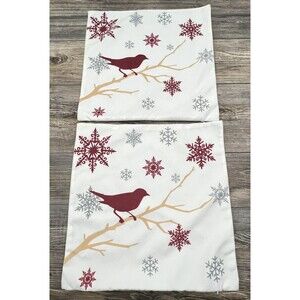 Cali Time Red Cardinal Snowflake Pillow Covers Winter Holiday Christmas (2)